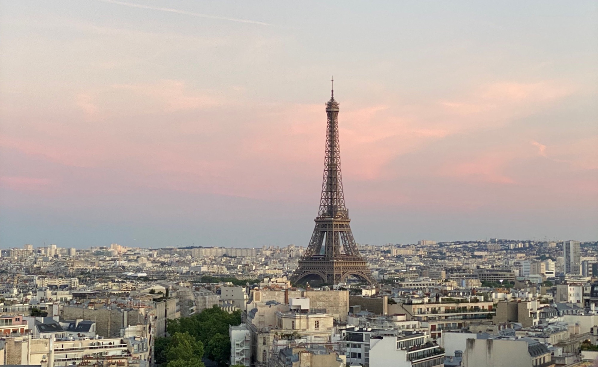 Paris rooftops at dusk